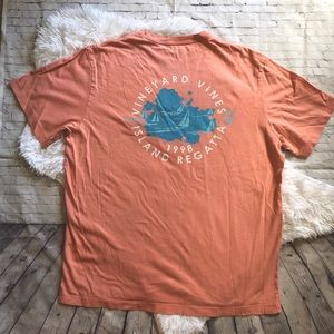 Vineyard Vines Island Regatta Coral Short Sleeves Medium Tee Shirt EUC